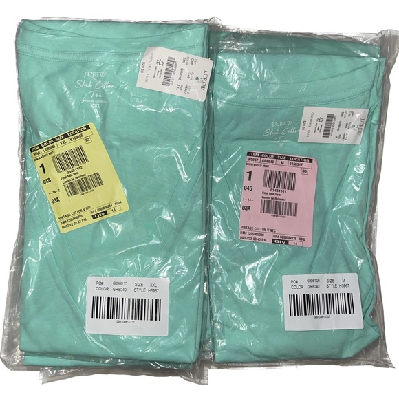 J. CREW V-Neck Tee Vintage Slub Cotton Sunwashed Mint Short Sleeve T-Shirt NWT - Picture 5 of 9